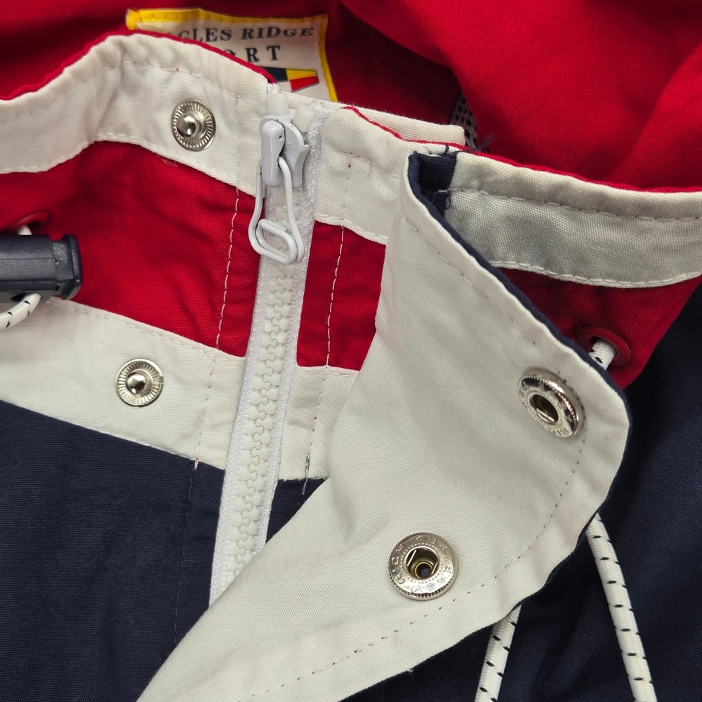 Nautical Sailing Colorblock Windbreaker Jacket Medium Gorpcore 90s Coastal Vtg - Picture 7 of 12